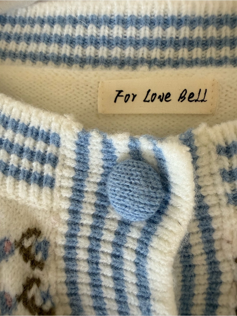For Love Ball White & Light Blue Floral Knit Cardigan - Picture 4 of 6